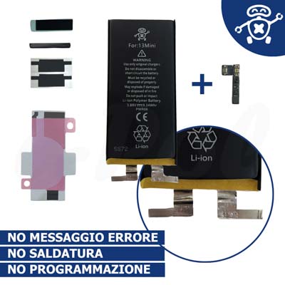 Batteria SOLO CELLE per Apple iPhone 13 MINI NEW TECHNOLOGY by e-Pol + flex tag-on ®